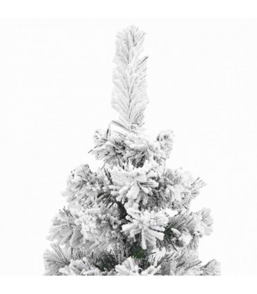 vidaXL Slim Artificial Christmas Tree with Flocked Snow Green 120 cm PVC — Model: basic