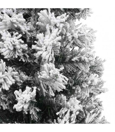 vidaXL Fake Xmas Tree | Green with White Snow Flocking | PVC, Steel | Slim — Size: 210 cm, Model: basic