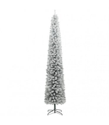 vidaXL Slim Christmas Tree with Stand and Flocked Snow 270 cm PVC — Model: basic
