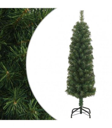 vidaXL Artificial Christmas Tree | Green | PVC | Slim | Collapsible — Size: 150 cm, Model: basic