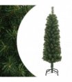 vidaXL Artificial Christmas Tree | Green | PVC | Slim | Collapsible — Size: 150 cm, Model: basic