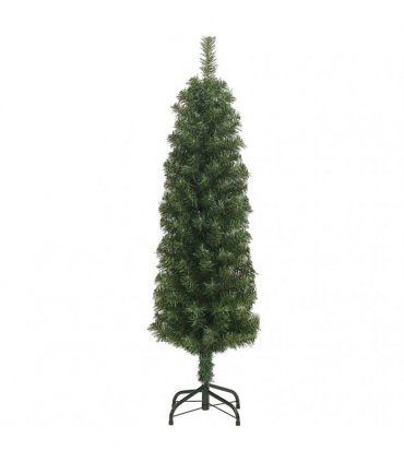 vidaXL Artificial Christmas Tree | Green | PVC | Slim | Collapsible — Size: 150 cm, Model: basic