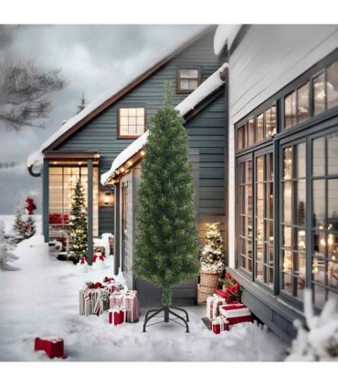vidaXL Artificial Christmas Tree | Green | PVC | Slim — Size: 240 cm, Model: basic