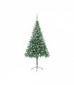vidaXL Artificial Pre-lit Christmas Tree with Ball Set 210cm 910 Branches — Colour: green, Size: 210 x 110 cm