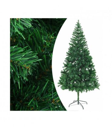 vidaXL Artificial Pre-lit Christmas Tree with Ball Set 210cm 910 Branches — Colour: green, Size: 210 x 110 cm