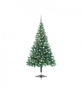 vidaXL Artificial Pre-lit Christmas Tree with Ball Set 120cm 230 Branches — Colour: green, Size: 120 x 65 cm