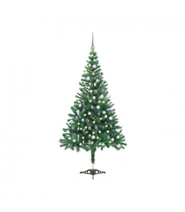 vidaXL Artificial Pre-lit Christmas Tree with Ball Set 120cm 230 Branches — Colour: green, Size: 120 x 65 cm