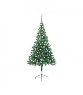 vidaXL Artificial Pre-lit Christmas Tree with Ball Set 150cm 380 Branches — Colour: green, Size: 150 x 70 cm