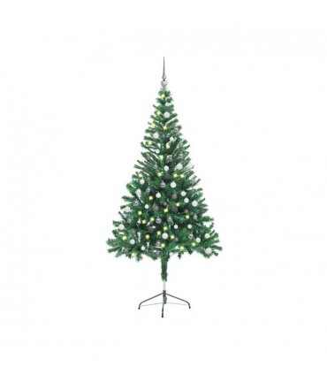 vidaXL Artificial Pre-lit Christmas Tree with Ball Set 150cm 380 Branches — Colour: green, Size: 150 x 70 cm