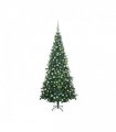 vidaXL Artificial Pre-lit Christmas Tree with Ball Set L 240 cm Green — Size: 240 x 120 cm