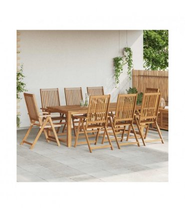 vidaXL Garden Chair | Set of 8 | Natural Wood | Solid Acacia Wood | Standard — Size: 57 x 69 x 111 cm