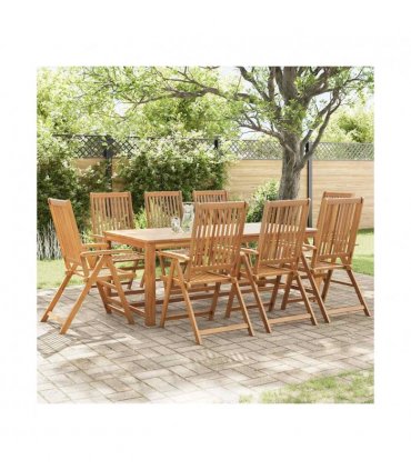 vidaXL Garden Chair | Set of 8 | Natural Wood | Solid Acacia Wood | Standard — Size: 57 x 69 x 111 cm
