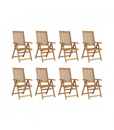 vidaXL Garden Chair | Set of 8 | Natural Wood | Solid Acacia Wood | Standard — Size: 57 x 69 x 111 cm