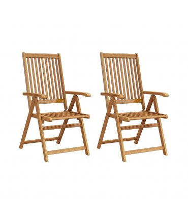 vidaXL Dining Chair | Set of 2 | Natural Brown | Solid Acacia wood | Standard — Size: 57 x 69 x 111 cm