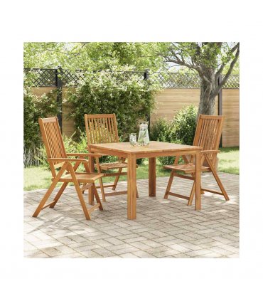 vidaXL Garden Chair | Set of 3 | Brown | Solid Acacia wood | Medium | Foldable — Size: 57 x 69 x 111 cm