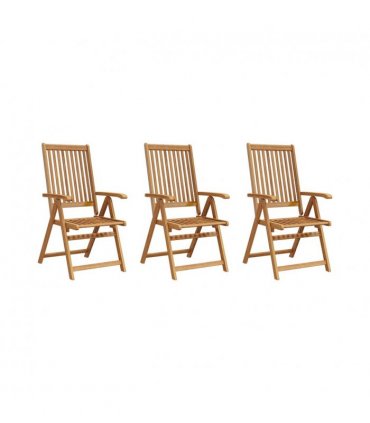 vidaXL Garden Chair | Set of 3 | Brown | Solid Acacia wood | Medium | Foldable — Size: 57 x 69 x 111 cm