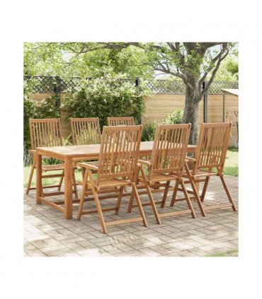 vidaXL Garden Chair | Set of 6 | Brown | Solid Acacia Wood | Standard | Foldable — Size: 57 x 69 x 111 cm