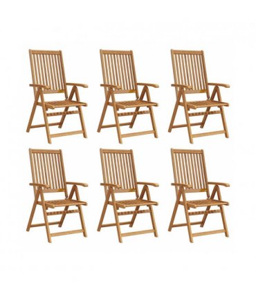 vidaXL Garden Chair | Set of 6 | Brown | Solid Acacia Wood | Standard | Foldable — Size: 57 x 69 x 111 cm