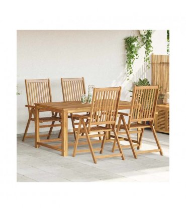 vidaXL Garden Chair | Set of 4 | Natural Brown | Solid acacia wood | Medium — Size: 57 x 69 x 111 cm