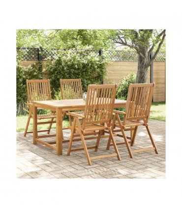 vidaXL Garden Chair | Set of 4 | Natural Brown | Solid acacia wood | Medium — Size: 57 x 69 x 111 cm
