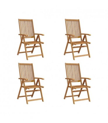 vidaXL Garden Chair | Set of 4 | Natural Brown | Solid acacia wood | Medium — Size: 57 x 69 x 111 cm