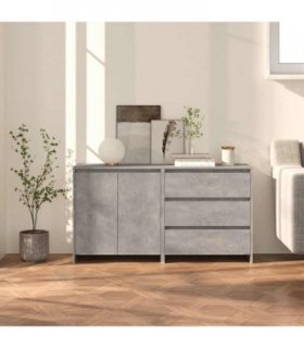 vidaXL 2 Piece Sideboard Concrete Grey Engineered Wood — V0672155687