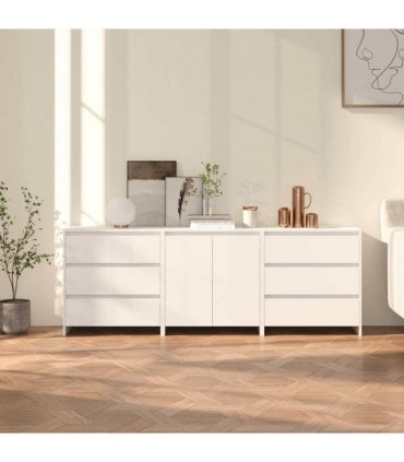 vidaXL 3 Piece Sideboard White Engineered Wood — V0672155692