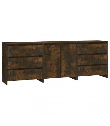 vidaXL 3 Piece Sideboard Smoked Oak Engineered Wood — V0672155693
