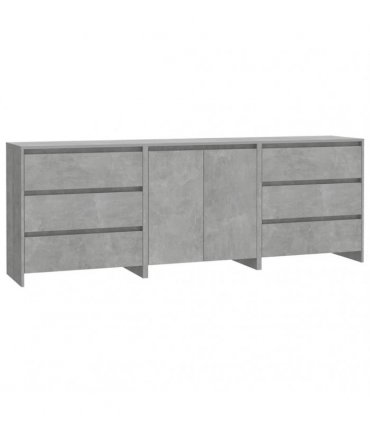 vidaXL 3 Piece Sideboard Concrete Grey Engineered Wood — V0672155694