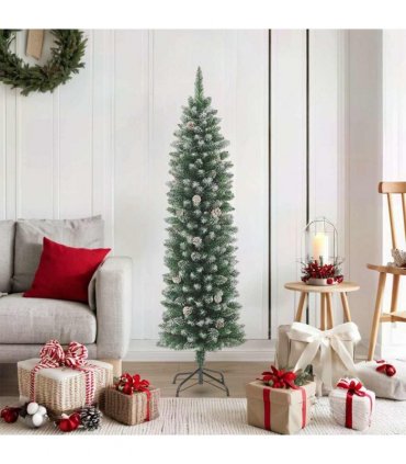 vidaXL Artificial Slim Christmas Tree with Stand 180 cm PVC — Model: without led