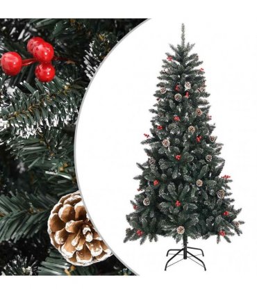 vidaXL Artificial Christmas Tree with Stand Green 210 cm PVC — Model: without led — V0672155726