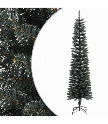vidaXL Artificial Slim Christmas Tree with Stand Green 210 cm PVC — Model: without led