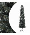 vidaXL Artificial Slim Christmas Tree with Stand Green 210 cm PVC — Model: without led