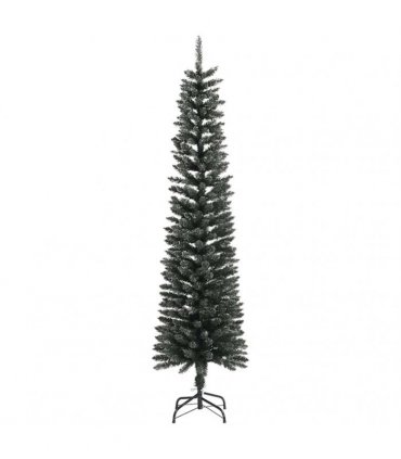 vidaXL Artificial Slim Christmas Tree with Stand Green 210 cm PVC — Model: without led