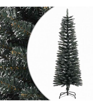 vidaXL Artificial Slim Christmas Tree with Stand Green 120 cm PVC — Model: without led