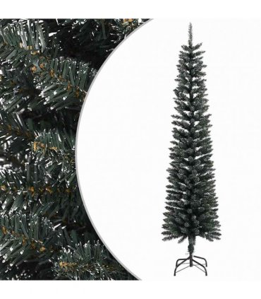 vidaXL Artificial Slim Christmas Tree with Stand Green 240 cm PVC — Model: without led