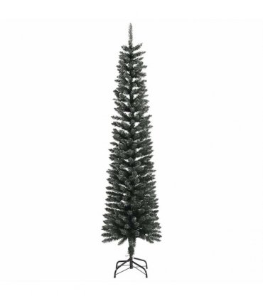 vidaXL Artificial Slim Christmas Tree with Stand Green 240 cm PVC — Model: without led