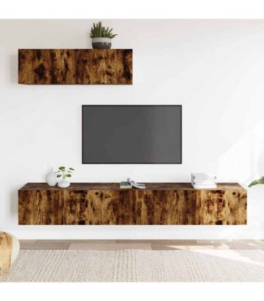 vidaXL 3 Piece TV Cabinet Set Smoked Oak Engineered Wood — V0672155770