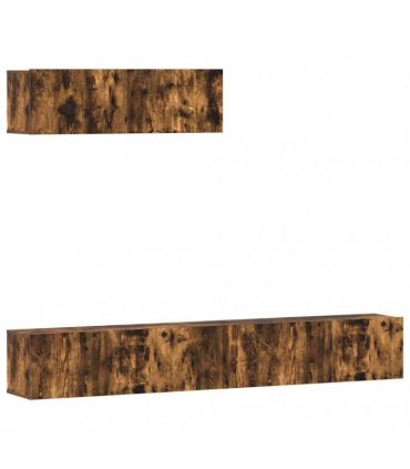 vidaXL 3 Piece TV Cabinet Set Smoked Oak Engineered Wood — V0672155770