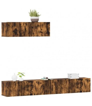 vidaXL 3 Piece TV Cabinet Set Smoked Oak Engineered Wood — V0672155770