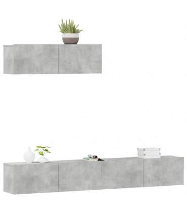 vidaXL 3 Piece TV Cabinet Set Concrete Grey Engineered Wood — V0672155773