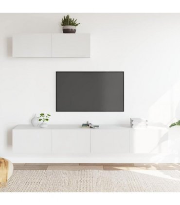 vidaXL 3 Piece TV Cabinet Set White Engineered Wood — V0672155778