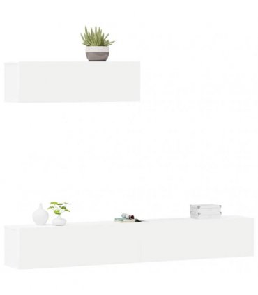 vidaXL 3 Piece TV Cabinet Set White Engineered Wood — V0672155778