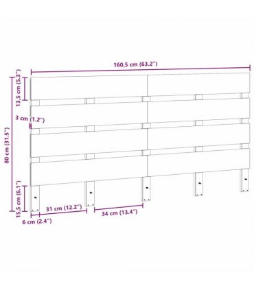 vidaXL Headboard Wax Brown 160.5 x 3 x 80 cm Solid Pine Wood