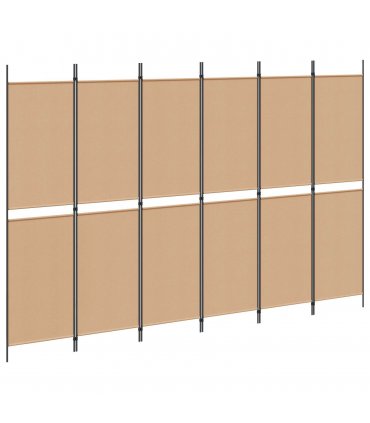 vidaXL 6-Panel Room Divider Beige 300 x 200 cm Fabric