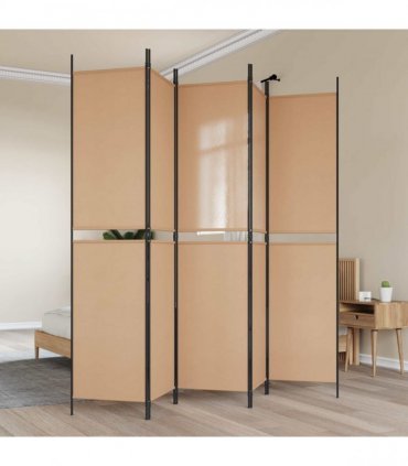 vidaXL 5-Panel Room Divider Beige 250 x 220 cm Fabric