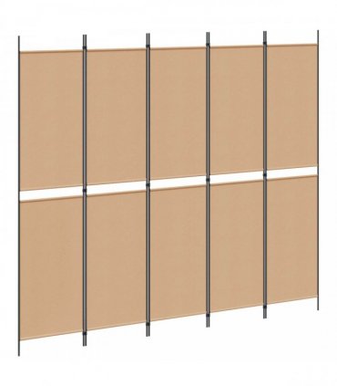 vidaXL 5-Panel Room Divider Beige 250 x 220 cm Fabric