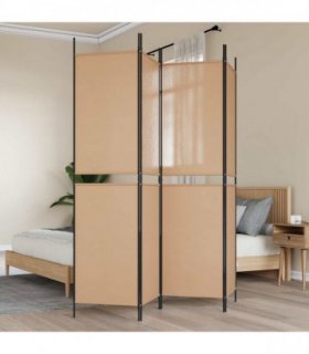 vidaXL 4-Panel Room Divider Beige 200 x 200 cm Fabric
