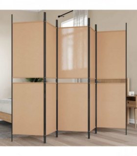 vidaXL 5-Panel Room Divider Beige 250 x 180 cm Fabric