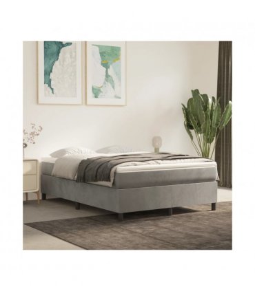 vidaXL Box Spring Bed Frame Light Grey Full Velvet (US Only) — Size: double size